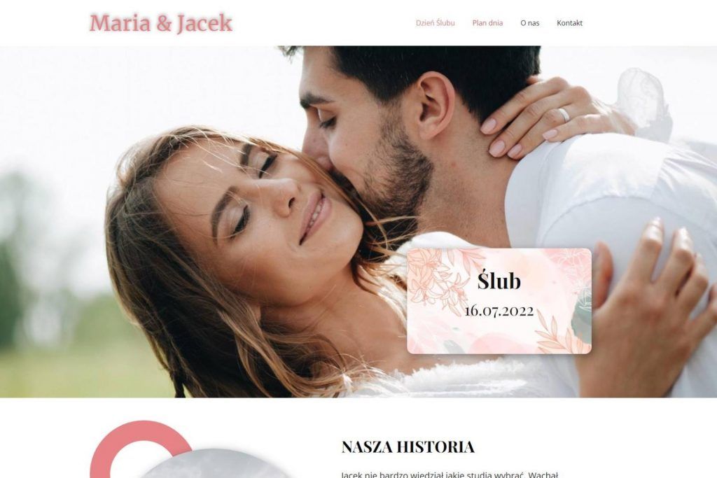 internetowa wizytówka dnia ślubu